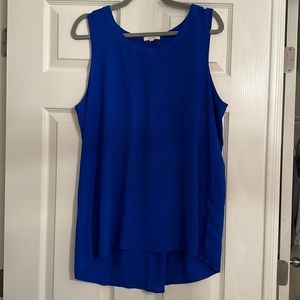 Blue Sleeveless Top (Slight Hi-Low Hem)